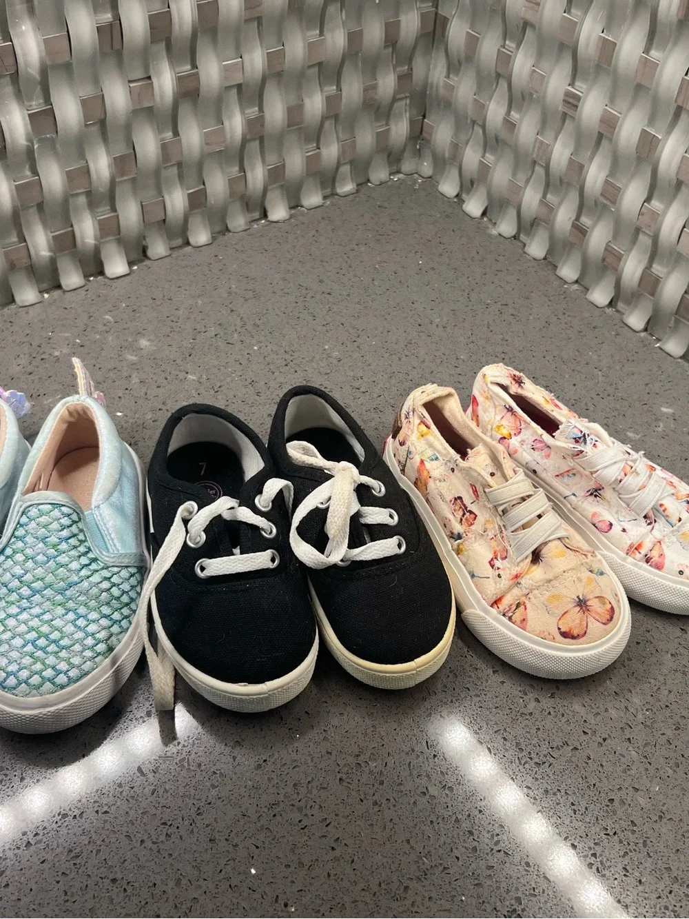 Kids Black Canvas Lace-Up Sneakers set of 3, size 7